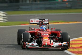 World © Octane Photographic Ltd. Friday 22nd August 2014, Belgian GP, Spa-Francorchamps. - Formula 1 Practice 1. Scuderia Ferrari F14T - Fernando Alonso. Digital Ref: 1079LB1D6678