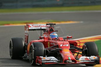 World © Octane Photographic Ltd. Friday 22nd August 2014, Belgian GP, Spa-Francorchamps. - Formula 1 Practice 1. Scuderia Ferrari F14T - Fernando Alonso. Digital Ref: 1079LB1D6680