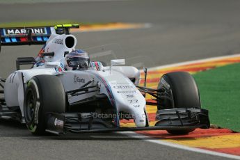 World © Octane Photographic Ltd. Friday 22nd August 2014, Belgian GP, Spa-Francorchamps. - Formula 1 Practice 1. Williams Martini Racing FW36 – Valtteri Bottas. Digital Ref: 1079LB1D6692