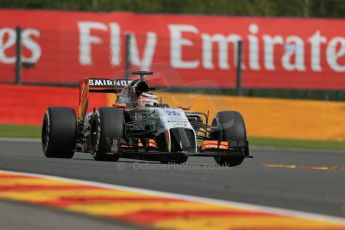 World © Octane Photographic Ltd. Friday 22nd August 2014, Belgian GP, Spa-Francorchamps. - Formula 1 Practice 1. Sahara Force India VJM07 – Nico Hulkenburg. Digital Ref : 1079LB1D6953