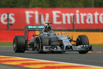 World © Octane Photographic Ltd. Friday 22nd August 2014, Belgian GP, Spa-Francorchamps. - Formula 1 Practice 1. Mercedes AMG Petronas F1 W05 Hybrid - Nico Rosberg. Digital Ref: 1079LB1D6958