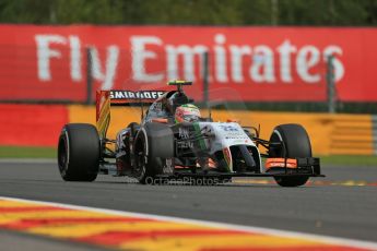 World © Octane Photographic Ltd. Friday 22nd August 2014, Belgian GP, Spa-Francorchamps. - Formula 1 Practice 1. Sahara Force India VJM07 – Sergio Perez. Digital Ref: 1079LB1D6968