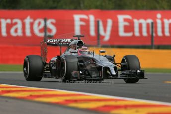 World © Octane Photographic Ltd. Friday 22nd August 2014, Belgian GP, Spa-Francorchamps. - Formula 1 Practice 1. McLaren Mercedes MP4/29 - Jenson Button. Digital Ref: 1079LB1D6979
