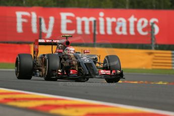 World © Octane Photographic Ltd. Friday 22nd August 2014, Belgian GP, Spa-Francorchamps. - Formula 1 Practice 1. Lotus F1 Team E22 – Pastor Maldonado. Digital Ref: 1079LB1D7035