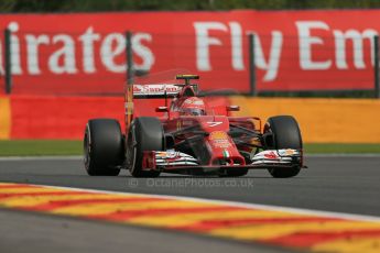 World © Octane Photographic Ltd. Friday 22nd August 2014, Belgian GP, Spa-Francorchamps. - Formula 1 Practice 1. Scuderia Ferrari F14T – Kimi Raikkonen. Digital Ref: 1079LB1D7118