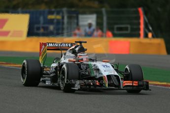 World © Octane Photographic Ltd. Friday 22nd August 2014, Belgian GP, Spa-Francorchamps. - Formula 1 Practice 2. Sahara Force India VJM07 – Nico Hulkenburg. Digital Ref : 1080LB1D7291
