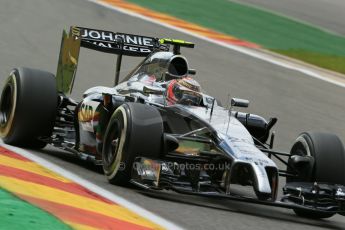 World © Octane Photographic Ltd. Friday 22nd August 2014, Belgian GP, Spa-Francorchamps. - Formula 1 Practice 2. McLaren Mercedes MP4/29 - Jenson Button. Digital Ref: 1080LB1D7409