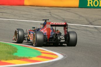 World © Octane Photographic Ltd. Friday 22nd August 2014, Belgian GP, Spa-Francorchamps. - Formula 1 Practice 2. Scuderia Toro Rosso STR9 - Jean-Eric Vergne. Digital Ref: 1080LB1D7501