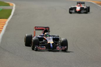 World © Octane Photographic Ltd. Friday 22nd August 2014, Belgian GP, Spa-Francorchamps. - Formula 1 Practice 2. Scuderia Toro Rosso STR9 - Jean-Eric Vergne. Digital Ref: 1080LB1D7683