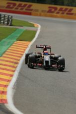 World © Octane Photographic Ltd. Friday 22nd August 2014, Belgian GP, Spa-Francorchamps. - Formula 1 Practice 2. Lotus F1 Team E22 - Romain Grosjean. Digital Ref: 1080LB1D7696