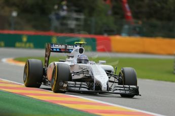World © Octane Photographic Ltd. Friday 22nd August 2014, Belgian GP, Spa-Francorchamps. - Formula 1 Practice 2. Williams Martini Racing FW36 – Valtteri Bottas. Digital Ref: 1080LB1D7863