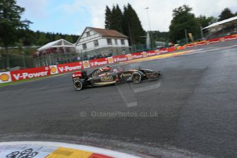 World © Octane Photographic Ltd. Saturday 23rd August 2014, Belgian GP, Spa-Francorchamps. - Formula 1 Practice 3. Lotus F1 Team E22 - Romain Grosjean. Digital Ref: 1083LB1D8707