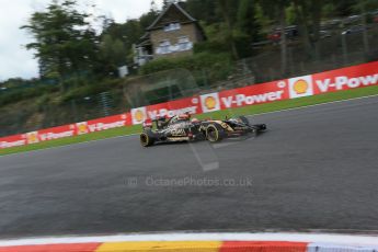 World © Octane Photographic Ltd. Saturday 23rd August 2014, Belgian GP, Spa-Francorchamps. - Formula 1 Practice 3. Lotus F1 Team E22 – Pastor Maldonado. Digital Ref: 1083LB1D9308