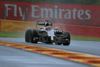 World © Octane Photographic Ltd. Saturday 23rd August 2014, Belgian GP, Spa-Francorchamps. - Formula 1 Qualifying. McLaren Mercedes MP4/29 - Jenson Button. Digital Ref: 1084LB1D0072