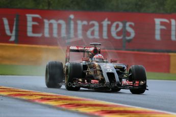 World © Octane Photographic Ltd. Saturday 23rd August 2014, Belgian GP, Spa-Francorchamps. - Formula 1 Qualifying. Lotus F1 Team E22 - Romain Grosjean. Digital Ref: 1084LB1D0090