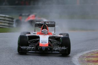 World © Octane Photographic Ltd. Saturday 23rd August 2014, Belgian GP, Spa-Francorchamps. - Formula 1 Qualifying. Marussia F1 Team MR03 - Jules Bianchi and Max Chilton. Digital Ref: 1084LB1D9571