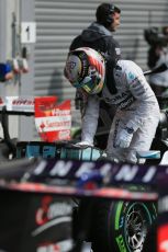 World © Octane Photographic Ltd. Saturday 23rd August 2014, Belgian GP, Spa-Francorchamps. - Formula 1 Qualifying Parc Ferme. Mercedes AMG Petronas F1 W05 Hybrid – Lewis Hamilton. Digital Ref: 1085LB1D0224