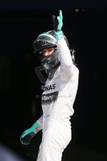 World © Octane Photographic Ltd. Saturday 23rd August 2014, Belgian GP, Spa-Francorchamps. - Formula 1 Qualifying Parc Ferme. Mercedes AMG Petronas - Nico Rosberg. Digital Ref: 1085LB1D0237