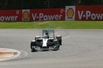 World © Octane Photographic Ltd. Sunday 24th August 2014, Belgian GP, Spa-Francorchamps. - Formula 1 Race. Mercedes AMG Petronas F1 W05 Hybrid – Lewis Hamilton. Digital Ref: 1090LB1D1963