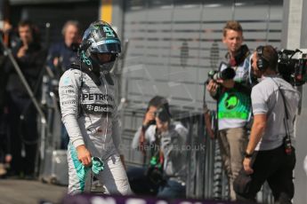 World © Octane Photographic Ltd. Sunday 24th August 2014, Belgian GP, Spa-Francorchamps. - Formula 1 Parc Ferme. Mercedes AMG Petronas F1 W05 Hybrid - Nico Rosberg. Digital Ref: 1091LB1D2241