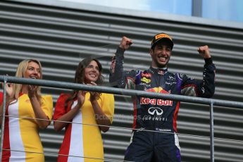 World © Octane Photographic Ltd. Sunday 24th August 2014, Belgian GP, Spa-Francorchamps. - Formula 1 Race Podium. Infiniti Red Bull Racing RB10 – Daniel Ricciardo. Digital Ref: 1091LB1D2275