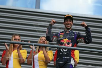 World © Octane Photographic Ltd. Sunday 24th August 2014, Belgian GP, Spa-Francorchamps. - Formula 1 Race Podium. Infiniti Red Bull Racing RB10 – Daniel Ricciardo. Digital Ref: 1091LB1D2284