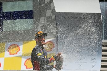 World © Octane Photographic Ltd. Sunday 24th August 2014, Belgian GP, Spa-Francorchamps. - Formula 1 Race Podium. Infiniti Red Bull Racing RB10 – Daniel Ricciardo. Digital Ref: 1091LB1D2409