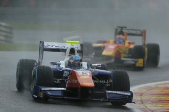 World © Octane Photographic Ltd. Friday Saturday 23rd August 2014. GP2 Race 1 – Belgian GP, Spa-Francorchamps. Johnny Cecotto - Trident and Raffaele Marciello - Racing Engineering. Digital Ref : 1086LB1D0368