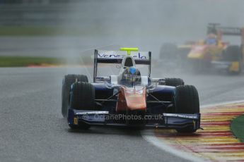 World © Octane Photographic Ltd. Friday Saturday 23rd August 2014. GP2 Race 1 – Belgian GP, Spa-Francorchamps. Johnny Cecotto - Trident and Raffaele Marciello - Racing Engineering. Digital Ref : 1086LB1D0476