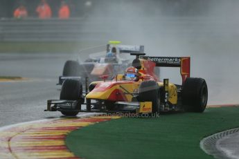 World © Octane Photographic Ltd. Friday Saturday 23rd August 2014. GP2 Race 1 – Belgian GP, Spa-Francorchamps. Raffaele Marciello - Racing Engineering and Johnny Cecotto - Trident. Digital Ref : 1086LB1D0576