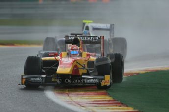 World © Octane Photographic Ltd. Friday Saturday 23rd August 2014. GP2 Race 1 – Belgian GP, Spa-Francorchamps. Raffaele Marciello - Racing Engineering and Johnny Cecotto - Trident. Digital Ref : 1086LB1D0581