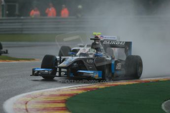 World © Octane Photographic Ltd. Friday Saturday 23rd August 2014. GP2 Race 1 – Belgian GP, Spa-Francorchamps. Nathanael Berthon - Venezuela GP Lazarus and Simon Trummer - Rapax. Digital Ref : 1086LB1D0590