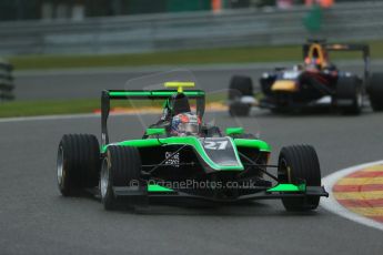 World © Octane Photographic Ltd. Saturday 23rd August 2014. GP3 Race 1 Session, Belgian GP, Spa-Francorchamps. Richie Stanaway - Status Grand Prix and Alex Lynn - Carlin. Digital Ref : 1081LB1D1065