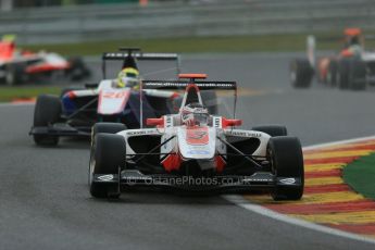 World © Octane Photographic Ltd. Saturday 23rd August 2014. GP3 Race 1 Session, Belgian GP, Spa-Francorchamps. Dino Zamparelli - ART Grand Prix and Pal Varhaug - Jenzer Motorsport. Digital Ref : 1081LB1D1301