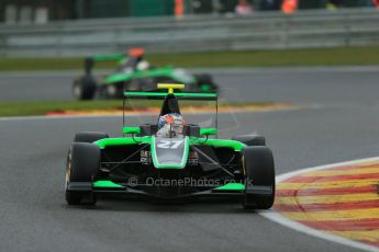 World © Octane Photographic Ltd. Saturday 23rd August 2014. GP3 Race 1 Session, Belgian GP, Spa-Francorchamps. Richie Stanaway and Alfonso Celis jr - Status Grand Prix. Digital Ref : 1081LB1D1326