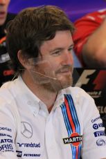 World © Octane Photographic Ltd. Friday 18th 2014. Belgian GP, Spa-Francorchamps Formula 1 FIA Press Conference. Williams Martini Racing Head of Vehicle Performance - Rob Smedley. Digital Ref: 1082LB1D8096