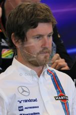World © Octane Photographic Ltd. Friday 18th 2014. Belgian GP, Spa-Francorchamps Formula 1 FIA Press Conference. Williams Martini Racing Head of Vehicle Performance - Rob Smedley. Digital Ref: 1082LB1D8097
