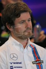 World © Octane Photographic Ltd. Friday 18th 2014. Belgian GP, Spa-Francorchamps Formula 1 FIA Press Conference. Williams Martini Racing Head of Vehicle Performance - Rob Smedley. Digital Ref: 1082LB1D8145