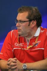 World © Octane Photographic Ltd. Friday 22nd August 2014. Belgian GP, Spa-Francorchamps Formula 1 FIA Press Conference. Marussia F1 Team Chief Engineer - Dave Greenwood. Digital Ref: 1082LB1D8149
