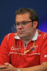 World © Octane Photographic Ltd. Friday 22nd August 2014. Belgian GP, Spa-Francorchamps Formula 1 FIA Press Conference. Marussia F1 Team Chief Engineer - Dave Greenwood. Digital Ref: 1082LB1D8162