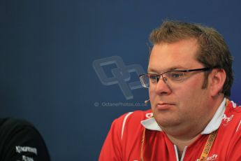 World © Octane Photographic Ltd. Friday 22nd August 2014. Belgian GP, Spa-Francorchamps Formula 1 FIA Press Conference. Marussia F1 Team Chief Engineer - Dave Greenwood. Digital Ref: 1082LB1D8185