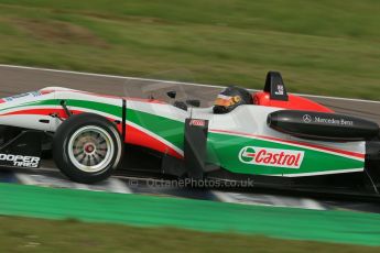 World © Octane Photographic Ltd. Cooper Tyres British Formula 3 (F3). Rockingham - Race, Sunday 4th May 2014. Dallara F312 Mercedes HWA – Sam MacLeod – Fortec Motorsports. Digital Ref : 0921lb1d2365