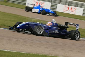 World © Octane Photographic Ltd. Cooper Tyres British Formula 3 (F3). Rockingham - Race, Sunday 4th May 2014. Dallara F310 Volkswagen – Alice Powell – Carlin and Camren Kaminsky – Double R Racing. Digital Ref : 0921lb1d2589