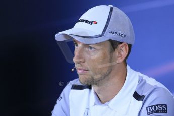 World © Octane Photographic Ltd. Thursday 3rd July 2014. FIA F1 Press Conference, Silverstone, UK. McLaren Mercedes - Jenson Button. Digital Ref: 1006LB1D6514