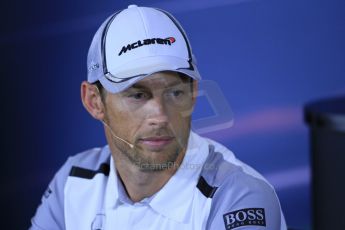 World © Octane Photographic Ltd. Thursday 3rd July 2014. FIA F1 Press Conference, Silverstone, UK. McLaren Mercedes - Jenson Button. Digital Ref: 1006LB1D6530
