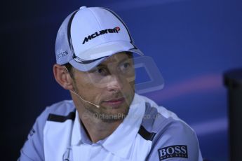World © Octane Photographic Ltd. Thursday 3rd July 2014. FIA F1 Press Conference, Silverstone, UK. McLaren Mercedes - Jenson Button. Digital Ref: 1006LB1D6561