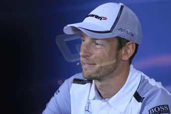 World © Octane Photographic Ltd. Thursday 3rd July 2014. FIA F1 Press Conference, Silverstone, UK. McLaren Mercedes - Jenson Button. Digital Ref: 1006LB1D6692
