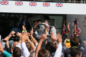 World © Octane Photographic Ltd. Saturday 5th July 2014. British GP, Silverstone, UK. - Formula 1 Race Parc Ferme. Mercedes AMG Petronas F1 W05 Hybrid – Lewis Hamilton. Digital Ref: 1027LB1D1682
