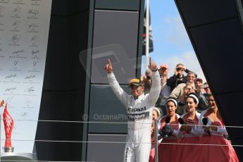 World © Octane Photographic Ltd. Saturday 5th July 2014. British GP, Silverstone, UK. - Formula 1 Podium. Mercedes AMG Petronas F1 W05 Hybrid – Lewis Hamilton. Digital Ref: 1027LB1D1743