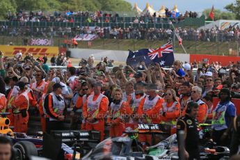 World © Octane Photographic Ltd. Saturday 5th July 2014. British GP, Silverstone, UK. - Formula 1 Podium. The crowd under the podium. Digital Ref: 1027LB1D1804